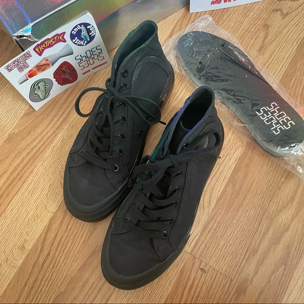 53045 SHOES Black High Top Sneakers - Picture 4 of 9